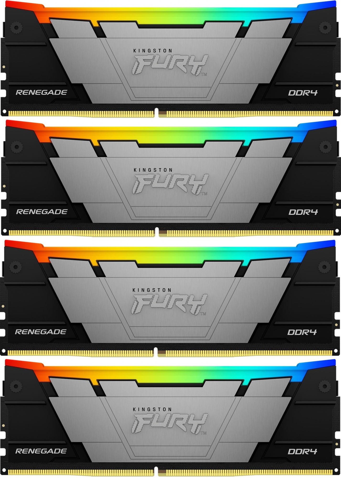 Оперативная память Kingston 32Gb DDR4 3200MHz Fury Renegade RGB  (KF432C16RB2AK4/32) (4x8Gb KIT) 32 Гб, 4 модуля DDR4, 25600 Мб/с, CL16,  1.35 В, XMP профиль, радиатор, подсветка купить в Липецке - Регард