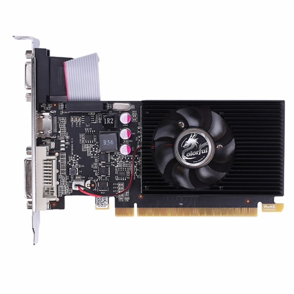 Видеокарта Colorful NVIDIA GeForce GT 710 Colorful 1Gb (GT710 NF 1GD3)  PCI-E 2.0, ядро - 954 МГц, память - 1 Гб DDR3 1333 МГц, 64 бит, VGA, DVI,  HDMI, Retail купить в Липецке - Регард